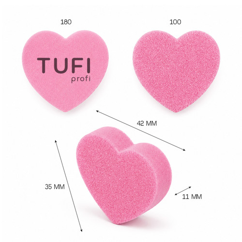 Buff TUFI profi mini roze hartje 100/180 grit 50 stuks (0309786) - Фото №2
