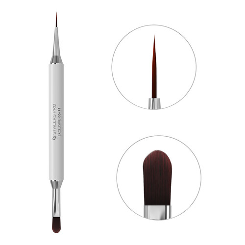 Dubbelzijdige kwast Staleks Exclusive voor gel 11 mm/ liner 12 mm (NBX-06/11) - Фото №1
