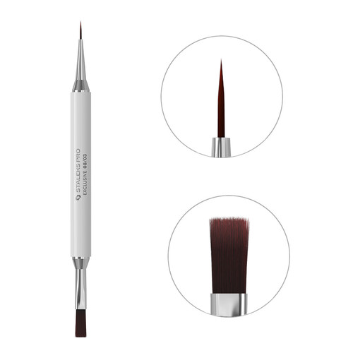 Dubbelzijdige kwast Staleks Exclusive voor gel 10 mm / liner 10 mm (NBX-08/03) - Фото №1