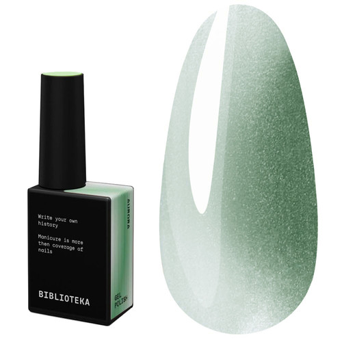Gellak BIBLIOTEKA CAT EYE RAYS 12 Aurora groen-parelmoer 10 ml - Фото №1