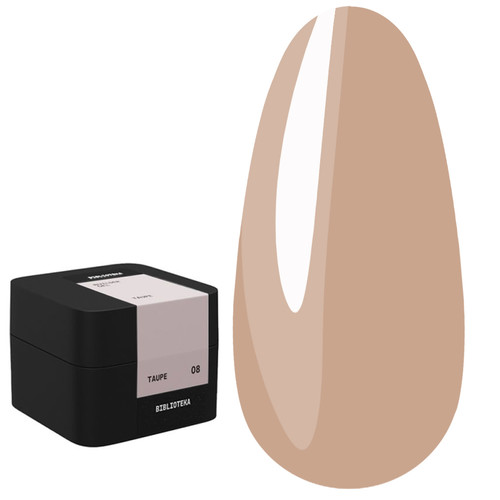Gel voor extensions BIBLIOTEKA Builder gel 08 Taupe koud beige 30 ml - Фото №1