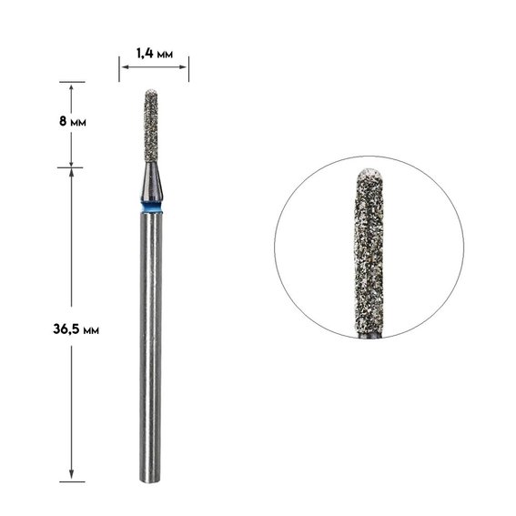 Staleks Pro Expert diamant afgeronde cilinderfrees blauw diameter 1,4 mm / werkend deel 8 mm