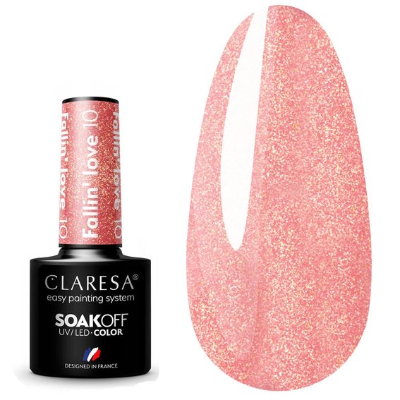 Claresa FALLIN LOVE 10 hybride nagellak, glanzend perzik, 5 ml