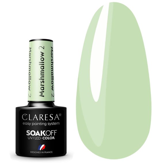 Claresa MARSHMALLOW 2 hybride nagellak pastel lichtgroen, 5 ml