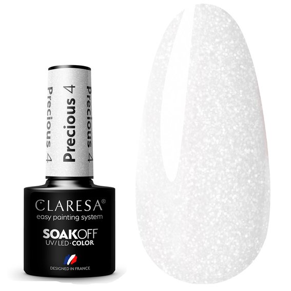 Claresa PRECIOUS PS4 hybride nagellak glanzend wit, 5 ml