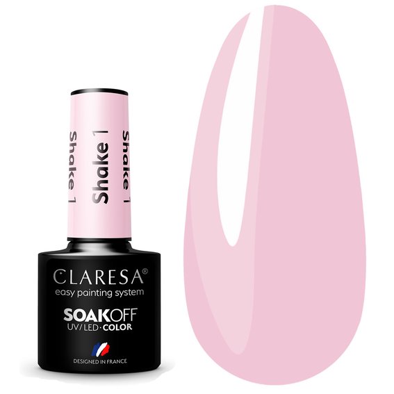 Лак гибридный Claresa SHAKE 1, нежно-розовый, 5г