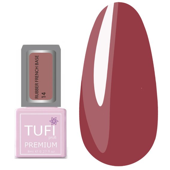 TUFI profi PREMIUM RUBBER FRENCH BASE 014 Wildrose 8 ml (0123401) - Фото №1