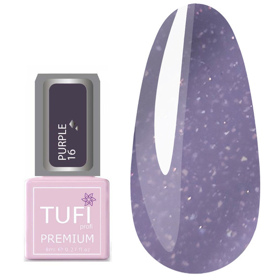 Гель-лак TUFI profi PREMIUM Purple 16 фиалковый с блестками 8мл (0102510) - Фото №1