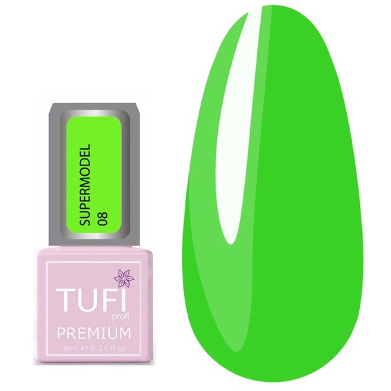 Gellack TUFI Profi PREMIUM Supermodel №08 Laetitia neon 8ml (0102208) - Фото №1