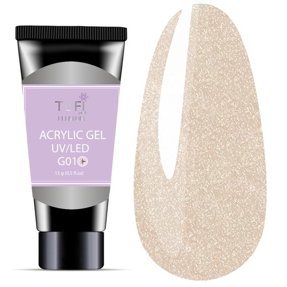 TUFI profi PREMIUM Acrylgel G01 Glänzender Kristall 15 g (0098912) - Фото №1