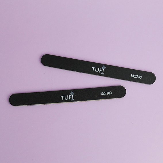 Straight nail file TUFI profi  PREMIUM  black 100/180, 17.8 cm 1 pc (0122188) - Фото №3