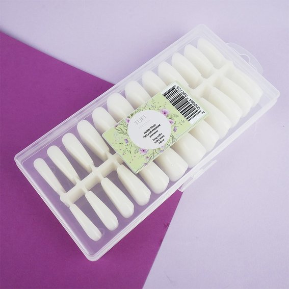 Soak-off gel tips TUFI profi  PREMIUM long ballerina milky 240 pcs (0133997) - Фото №2