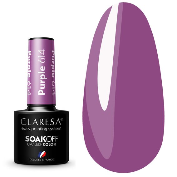 Лак для ногтей Claresa Hybrid PURPLE 614 фиолетовый, 5г
