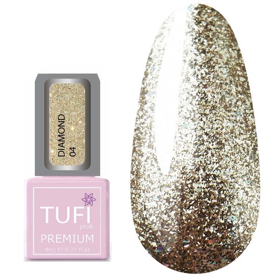 TUFI profi PREMIUM Diamond 04 Glitter Bruin Hybride Vernis 8 ml (0103035) - Фото №1