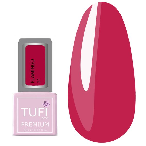 TUFI profi PREMIUM Flamingo 21 hybride nagellak Juicy berry 8 ml (0121312) - Фото №1