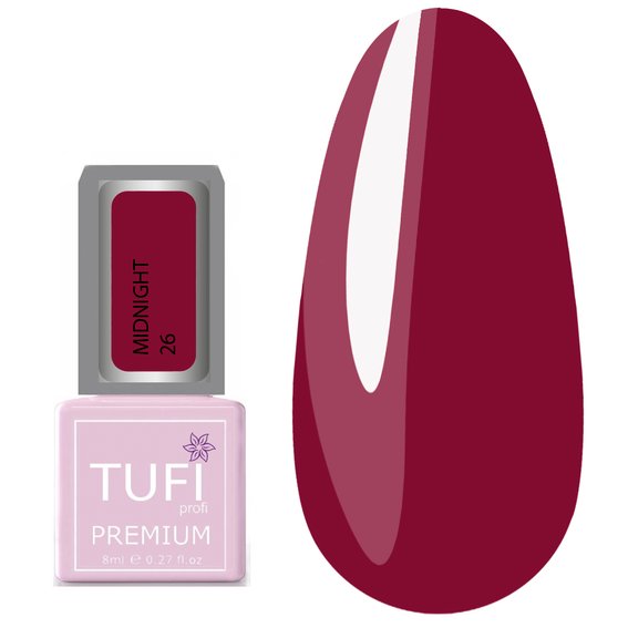 Гель-лак TUFI profi PREMIUM Midnight 26 гранатовая роза 8мл (0121264) - Фото №1