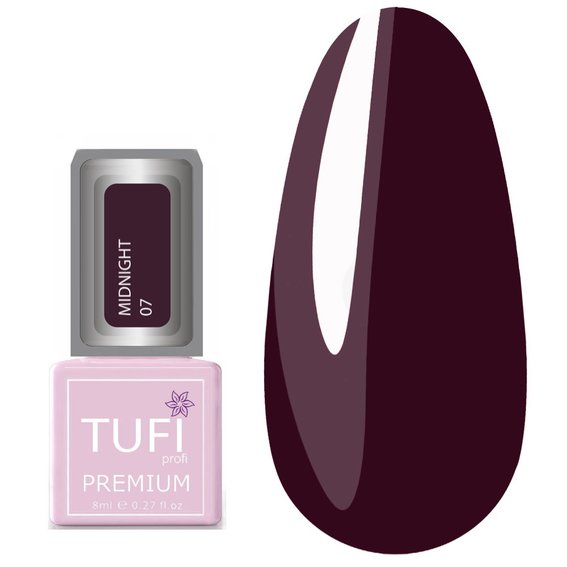 Gel polish TUFI profi PREMIUM Midnight 07 Dark eggplant 8 ml (0102625) - Фото №1