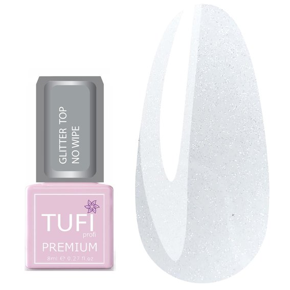 TUFI profi PREMIUM Glitter Top No Wipe hybride top met micro-gloss 8 ml (0100375) - Фото №1
