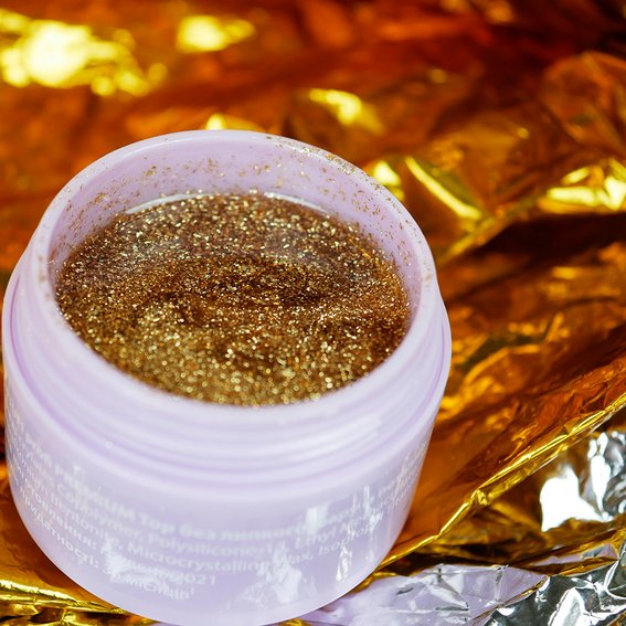 Тоp hybrid TUFI profi PREMIUM Potal Top zonder plaklaag met gouden potal 30 ml (0121828) - Фото №5