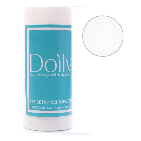 Disposable wipes in a roll Doily® 20x20 cm spunlace 100 pcs/roll - Фото №1