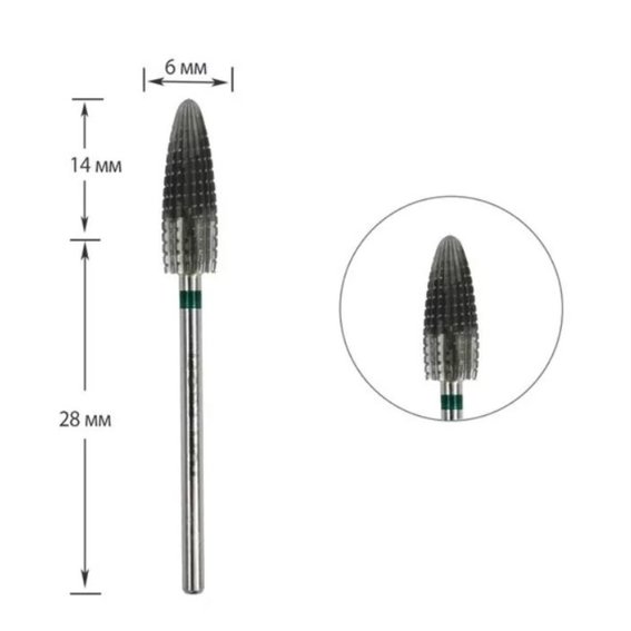 TUFI profi PREMIUM carbide corn 110 641REV manicure snijder omkeerbaar groene inkeping - Фото №1