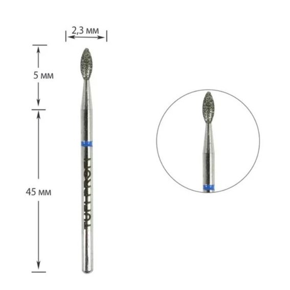 TUFI profi PREMIUM manicure frees diamant donut 368 257 023B 2,3 mm blauwe inkeping - Фото №1