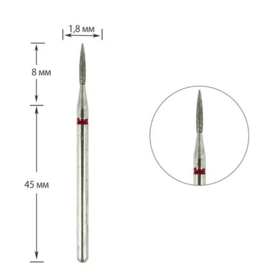 TUFI profi PREMIUM diamant vlam manicure snijder 243 018R 1,8 mm rode snede - Фото №1