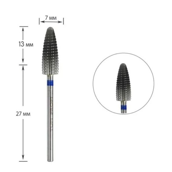 TUFI profi PREMIUM carbide corn 110 642REV manicure snijder dubbelzijdig blauw geslepen - Фото №1