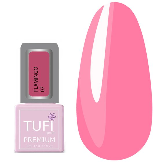 TUFI profi PREMIUM hybride nagellak Flamingo 07 Pink sunset 8ml (0121298) - Фото №1
