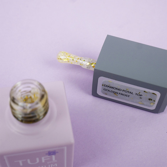 Hybride Top TUFI profi PREMIUM Diamond Potal Top met pot en glans gouden vorst 8 ml (0227051) - Фото №3