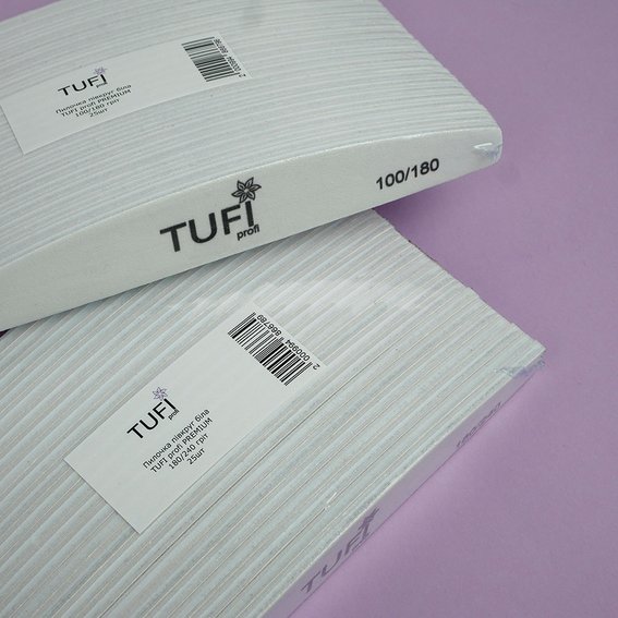 Nagelvijl TUFI profi PREMIUM halfrond wit 100/180 grit 17,8 cm 25 stuks (0231932) - Фото №4