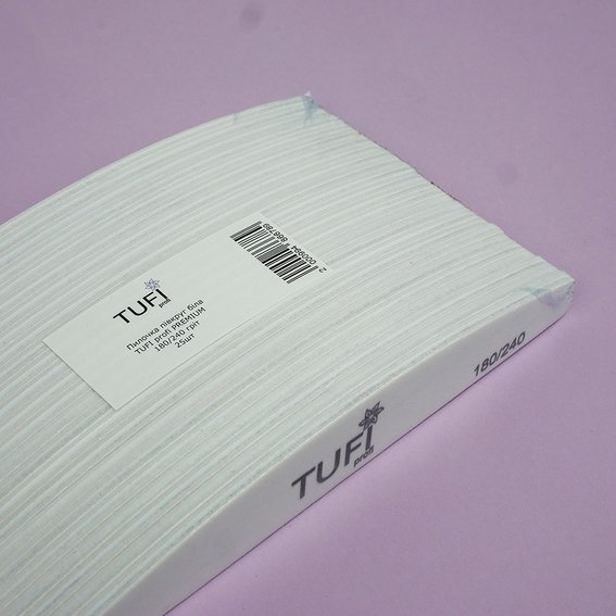 Nagelvijl TUFI profi PREMIUM halfrond wit 180/240 grit 17,8 cm 25 stuks (0231931) - Фото №3