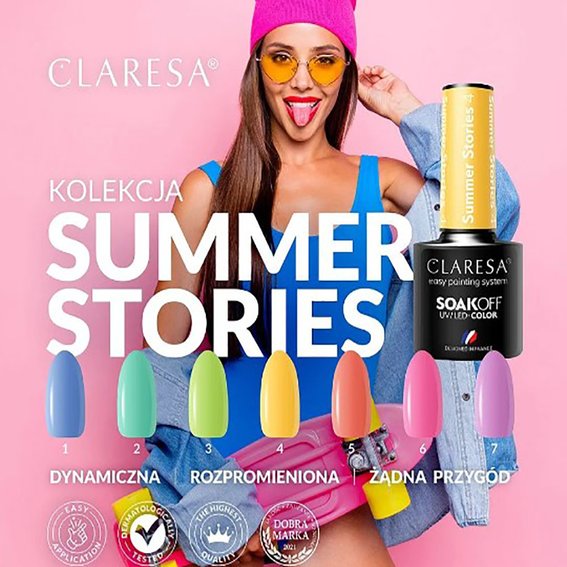 Лак гибридный для ногтей Claresa SUMMER STORIES 3 светло-зеленый 5 г - Фото №5