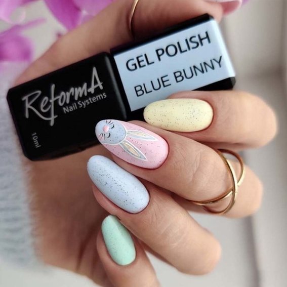 REFORMA Blue Bunny hybride nagellak blauw met zwarte stippen 10 ml (941281) - Фото №2
