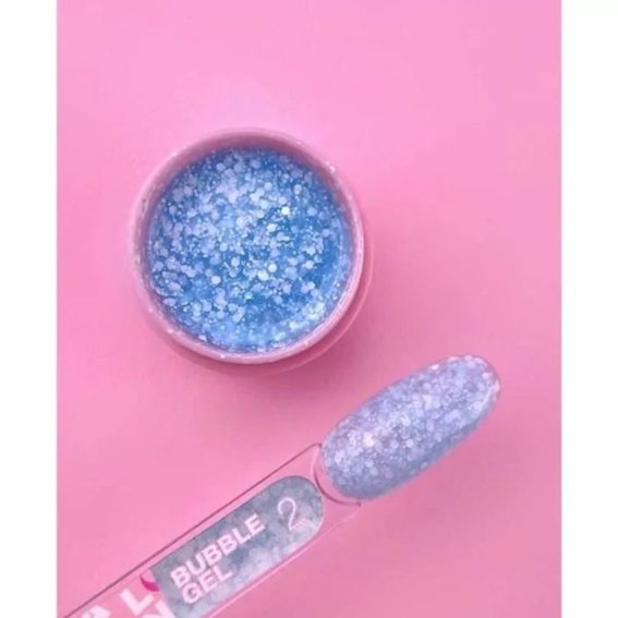 Gel LUNA Bubble Gel  №2 light blue with sparkles 5 ml - Фото №2