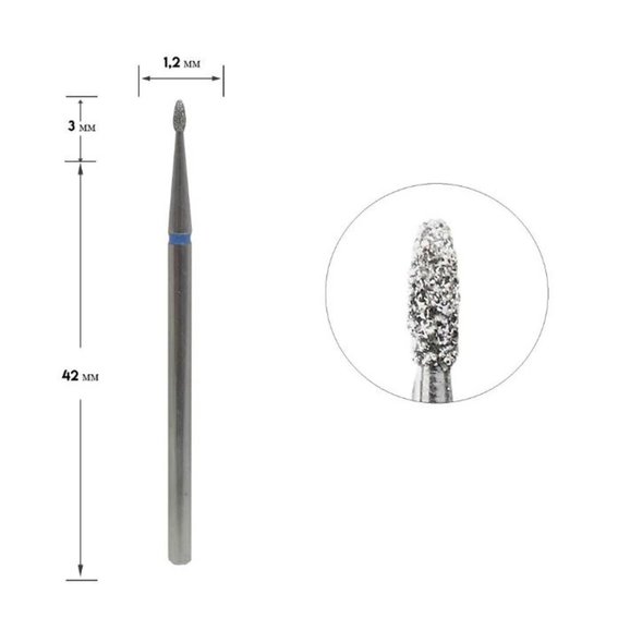 Cutter diamond kidney rounded blue diameter 1.2 mm working part 3 mm