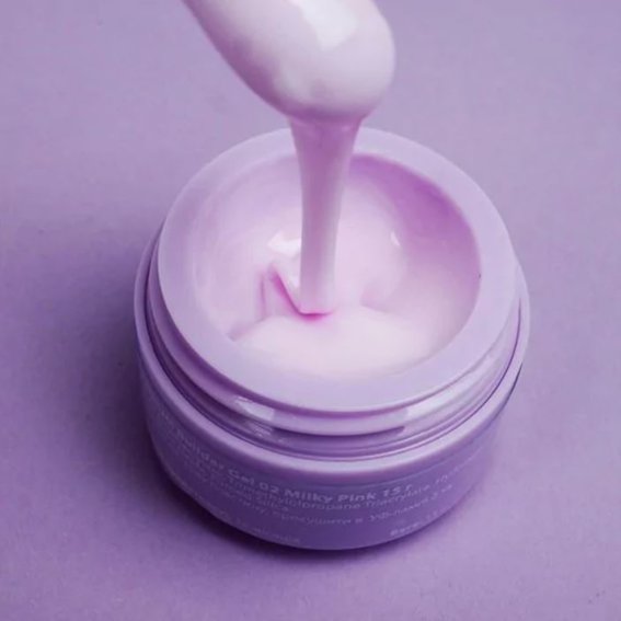 UV gel for extensions TUFI profi PREMIUM Builder Gel 02 Milky Pink 15 g - Фото №2