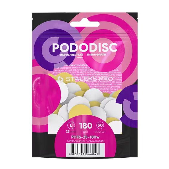 Vervangende witte pads op een zachte ondergrond voor PODODISC STALEKS PRO L 180 grit (50 stuks) - Фото №1