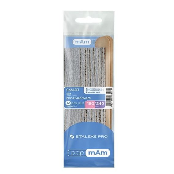 Staleks Pro "PapMam" overlays 180 grit (5 st.), 240 grit (5 st.) en houten basis (2 st.) SMART 22