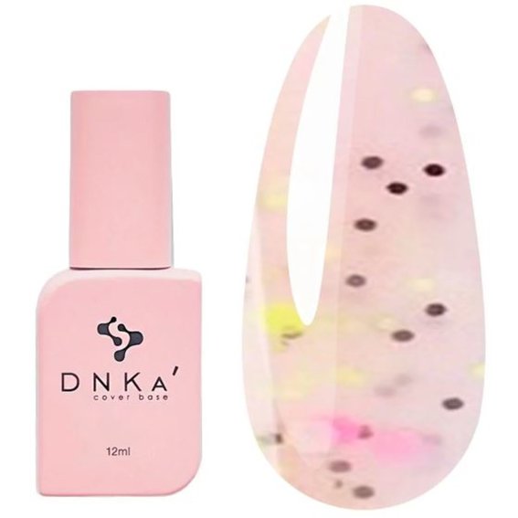 DNKa Cover base №0061 Confetti roze met gele, roze en zwarte bloemblaadjes 12 ml