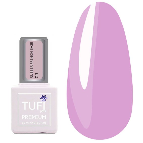 TUFI profi PREMIUM Rubber Franse Base 009 Koud Roze 15 ml - Фото №1