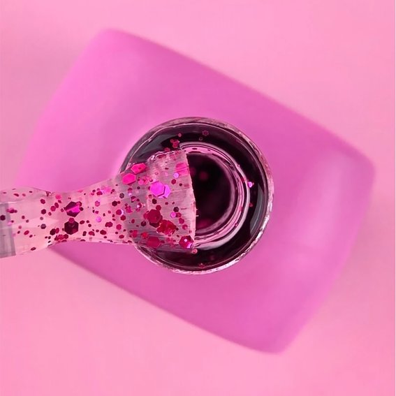 LUNA Roze hybride top coat zonder plaklaag met roze bloemblaadjes 13 ml (300-2660) - Фото №2