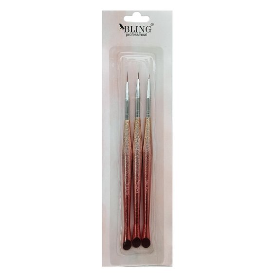 Set Manikürepinsel BLING 3 Stück Roségold - Фото №2