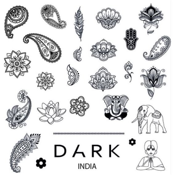 DONKERE India postzegelplaat