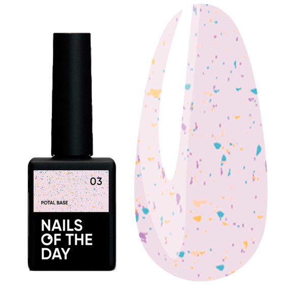 База NAILSOFTHEDAY Potal №03 розовый с фиолетово-бирюзовой и золотой поталью 10 мл - Фото №1