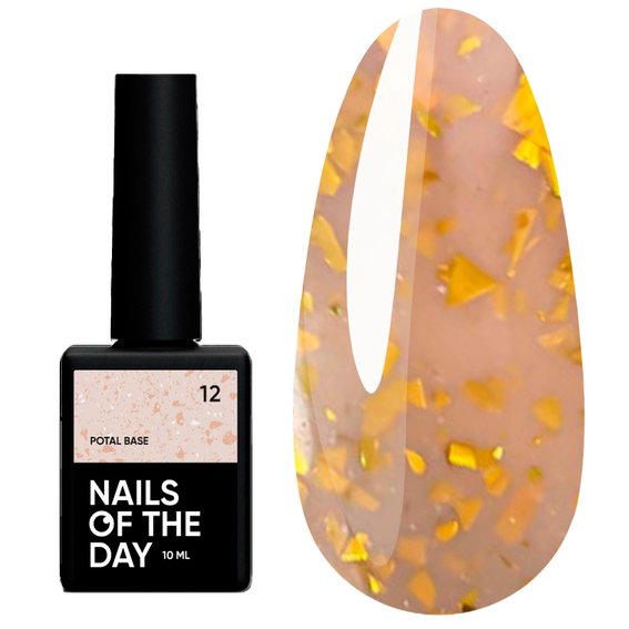База NAILSOFTHEDAY Potal №12 персиковый с золотой поталью 10 мл - Фото №1
