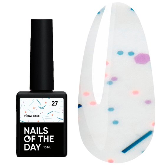 База NAILSOFTHEDAY Potal №27 молочный с разноцветной поталью 10 мл - Фото №1