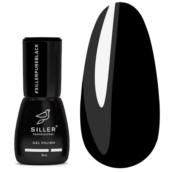 Siller Pure Black hybride nagellak puur zwart 8 ml - Фото №1
