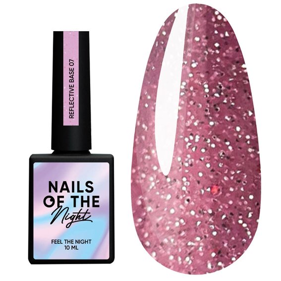 NAILSOFTHENIGHT Reflecterende base 07 felroze, 10 ml - Фото №1