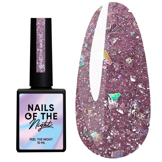 NAILSOFTHENIGHT Reflektierende Base 10 Lila mit Glitzer, 10 ml